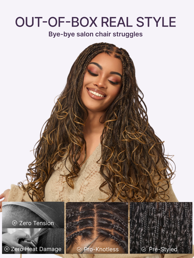 🔥Last Day: 73% Off🔥 Salon Braids HD Lace Knotless Wig